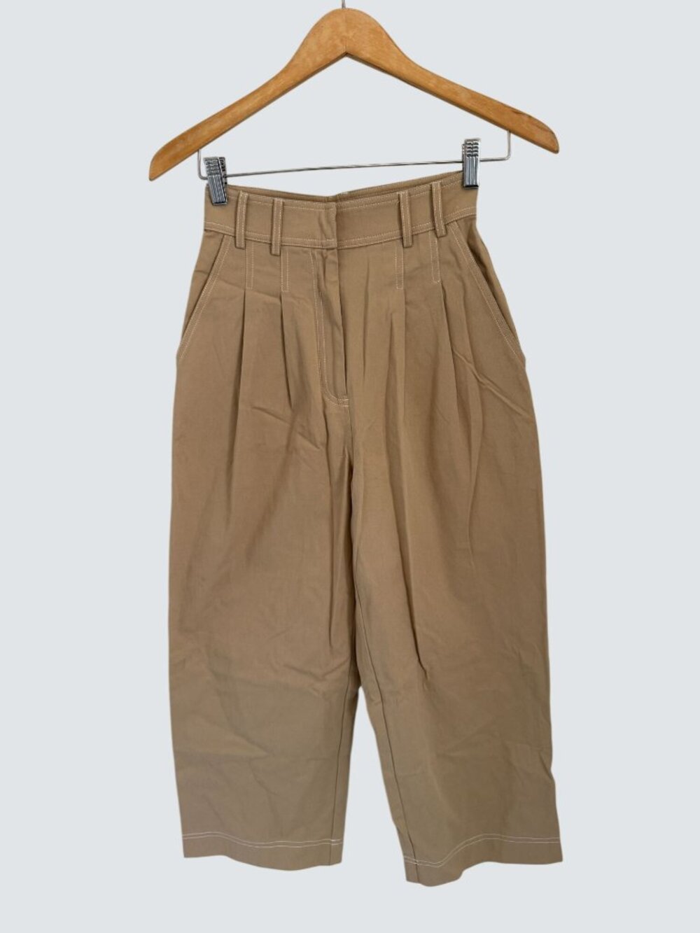 Our Second Nature High-Waisted Pleated Khaki Pants XS 100% Cotton